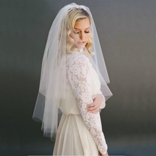 Fashion White Short bridal veil two layer 75cm with combe Ivory veils for wedding party tulle veiling 2019 new arrival yashmac