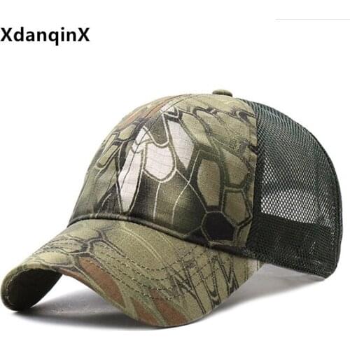 XdanqinX camouflage hat summer mesh cap breathable baseball caps for men women young womens casual sports cap mens fishing cap