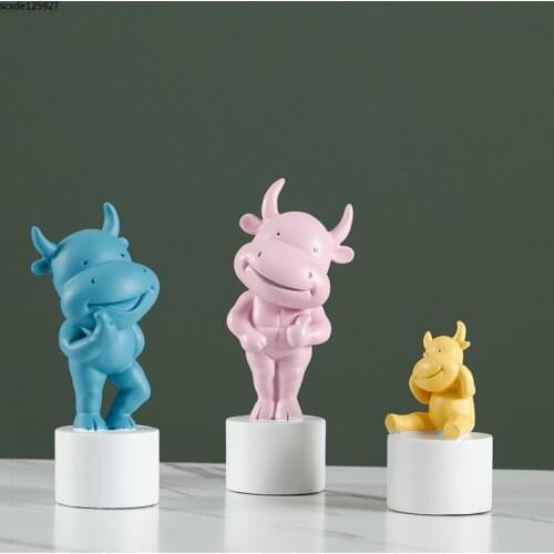 3pcs European Resin Calf Sculpture Cute Animal Figurines Abstract Living Room Countertop Small Decoration Home Decoration Gifts