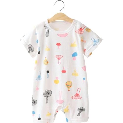 Summer Newborns Toddlers Boys Girls Clothes One Piece Baby Clothes Short Sleeve Cotton Full Printed Romper Clothing Shortalls