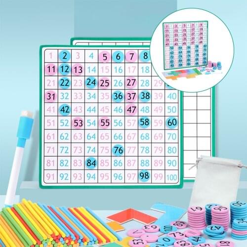 Montessori Magnetic 1-100 Number Board Counting Game Math Teaching Aids Toys for Kids Age 3
