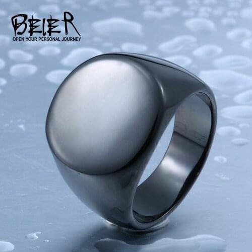 Mens High Roundness Polished Signet Solid Fashion Mans 316L Stainless Steel Biker Unique Ring For Men BR8-403