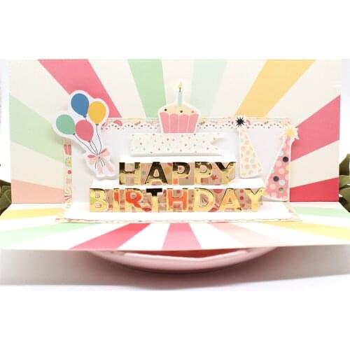 KSCRAFT Slimline Happy Birthday Metal Cutting Dies Stencils for DIY Scrapbooking Decorative Embossing DIY Paper Cards