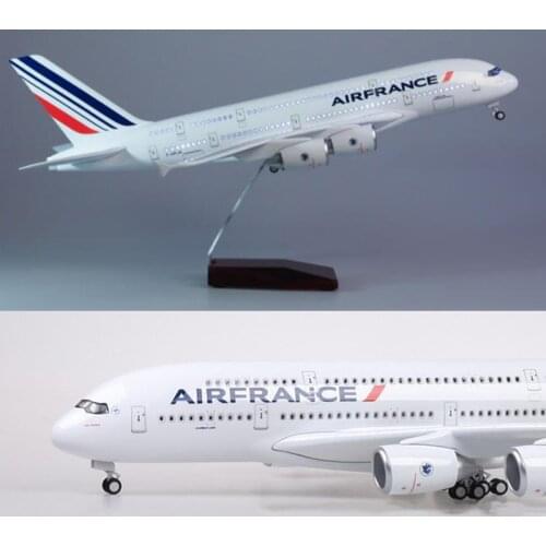 50.5CM 1/160 Scale Airplane Airbus 380 A380 France Airline Model W Light & Wheel Landing Gear Resin Plane Model For Collection