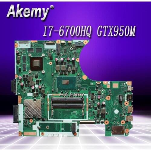 N752VX MB._0M/I7-6700HQ/AS GTX950M N16P-GT-A2 Mainboard REV 2.0 For Asus N752V N752VX Laptop Motherboard DDR4 RAM 100% Tested
