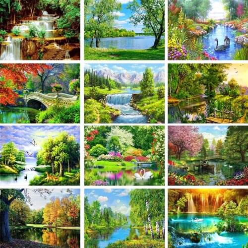 Green forest Counted Cross Stitch 11CT 14CT 18CT 22CT 25CT 28CT Cross Stitch Kits Embroidery Needlework Sets