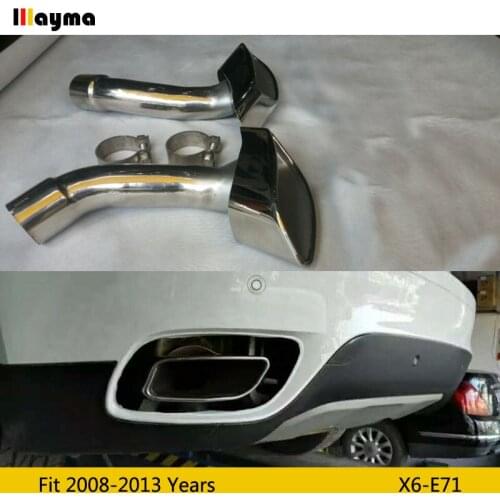 Square Tail Exhaust Tips Muffler Pipe For BMW X6 35i xDrive 2008-2013 year E71 Stainless steel mufflers