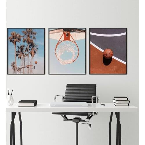 Basketball Hoop Landscape Poster and Print Wall Art Canvas Painting Nordic Style Modern Home Living Room Decor Teen Coach Gift