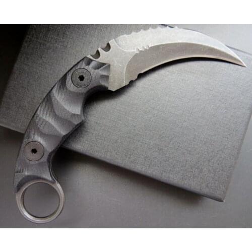 C1691 Karambit Claw D2 Stonewash Blade Fixed Blade Knife Camping Hunting Survival Tactical Pocket Knife EDC Multi Tools
