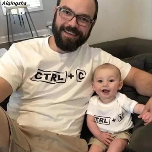 Daddy and Me Father Son Matching Shirts CTRL C+CTRL V Printed Tshirts Twins Family Outfits Shirts Father Son Matching Clothes