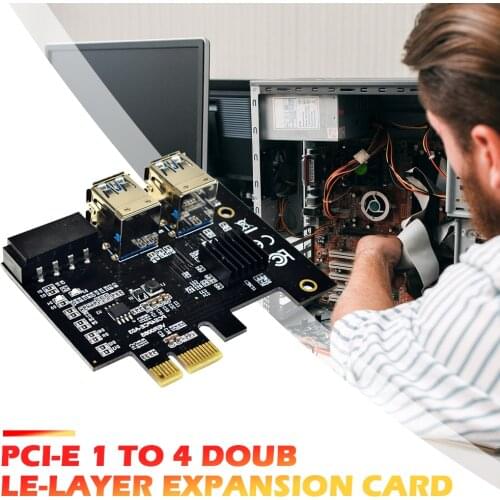 PCI-E to PCIe Adapter 1x to 16x 1 to 4 USB 3.0 Riser for BTC Mining Molex 4 Pin 4 Port USB PCI-E Expansion Card PCI Express