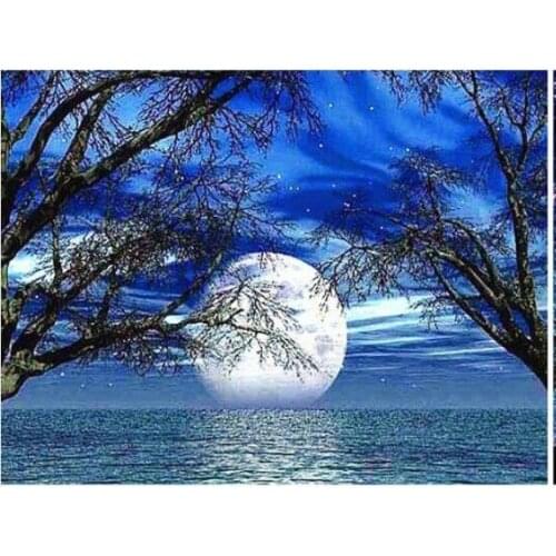 Landscape diamond painting sea moon tree rhinestone embroidery stitch mosaic sticker decor diamond dots posters wall papers gift