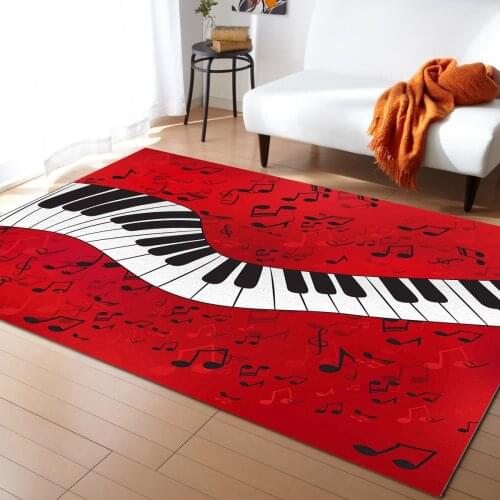 Piano Music Note Red Carpets for Living Room Home Bedroom Girl Bedside Blanket Modern Under Bed Mat