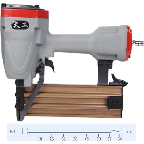 ST64 Pneumatic Nail Gun Home Air Stapler Pneumatic Steel Nail Gun Concrete Nail Gun PVC Wiring Duct Nailer Nail Length 18-64MM
