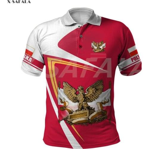 Poland Polska Ealge Skull Country Emblem Flag 3D Full Printed Men Women Polo Shirt 2 Collar Short Sleeve Street Wear Casual Tee