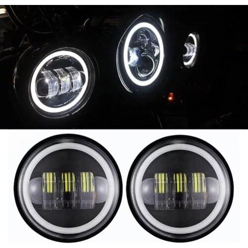 Motos 4.5 inch Motorcycle Led Fog Light DRL Led Fog Angel Eyes 30W Round Waterproof 4 1/2 Auxiliary Passing Lamp For motorcycles