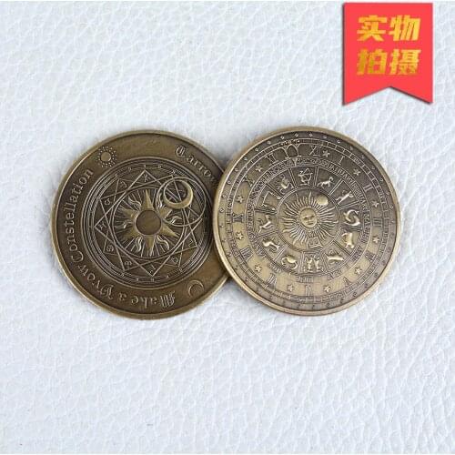 Luck Blessings Gift Tarot Constellation Gold/Silver Plated Metal Commemorative Coin Collectible Art Collection Novelty Carved