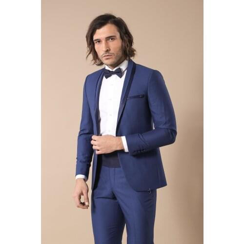 Shawl Lapel Navy Tuxedo Suit Wessi