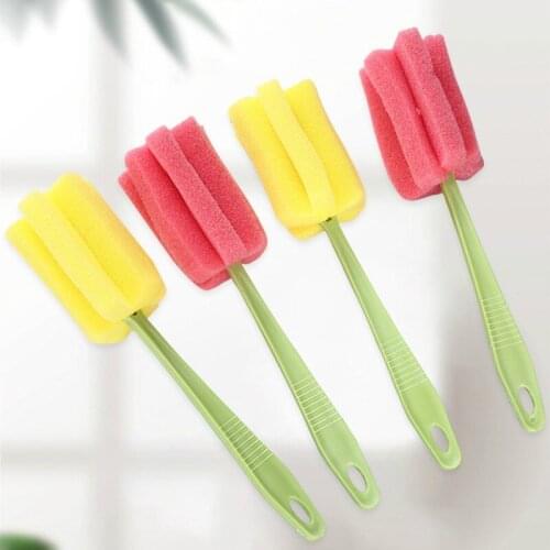 Sponge Cup Brush Long Handle Milk Bottles Wineglass Coffe Tea Removable Water Bottle Cleaner Dish Brush Kitchen Cleaning Tool