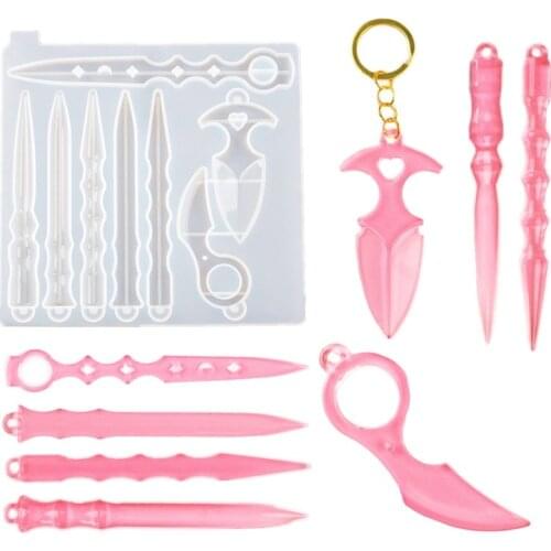 Shuriken Shape Resin Molds Magic Stick Keyrings Epoxy Moulds Dagger Knife Shape Keychains Silicone Mold