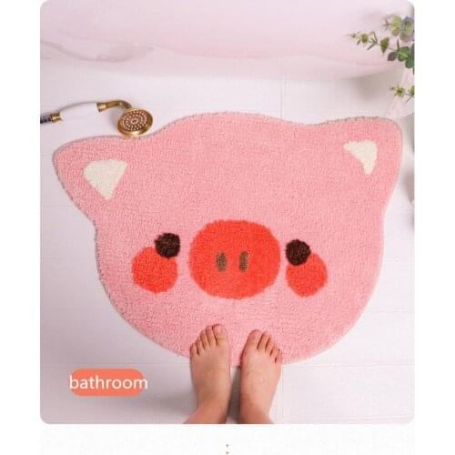 Cute Pig Shape Rugs Household Burable Decor Water-absorption Non-slip Shower Room Entrance Door Ground Mat Soft Quality Carpet