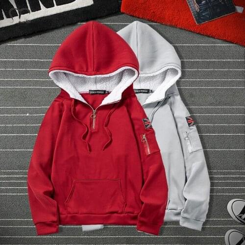 Harajuku Hoodies Men Autumn Winter Flag Hip Hop Casual Sweatshirts Male Red Black Grey Fashion Mens Streetwear Coat Sweat Homme