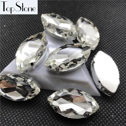 TopStone Crystal Clear Navette Fancy Stone With Claw Setting 5x10,7x15,9x18,13x27,17x32mm 10x35mm Marquise Sewing Glass Crystals