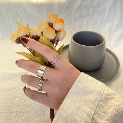 Simple creative jewelry with fashion alloy opening adjustable three-piece set ring for womens party gifts wholesale