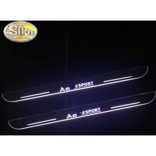 Waterproof Acrylic Moving LED Welcome Pedal Car Scuff Plate Pedal Door Sill Pathway Light For Audi A6 C8 C7 C6 C5 2008 - 2019