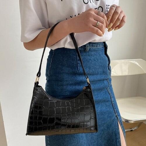 High-Quality Pu Leather Shoulder Bag Womens Fashion Luxury Stone Pattern Women Handbag Designer Zippered Underarm Shoulder Bag