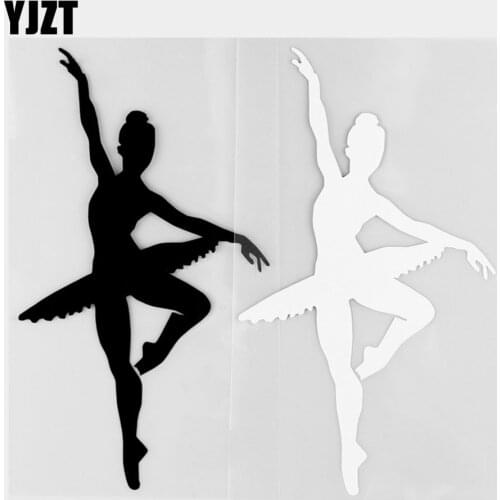 YJZT 9.8×17.0CM Ballet Gymnast Vinyl Decal Car High Quality Sticker Black/Silver 20A-0258