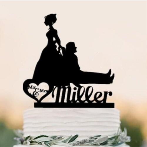 Funny Bride & Groom, Mr and Mrs wedding cake topper Personalized name cake topper Custom for wedding Party Decoration