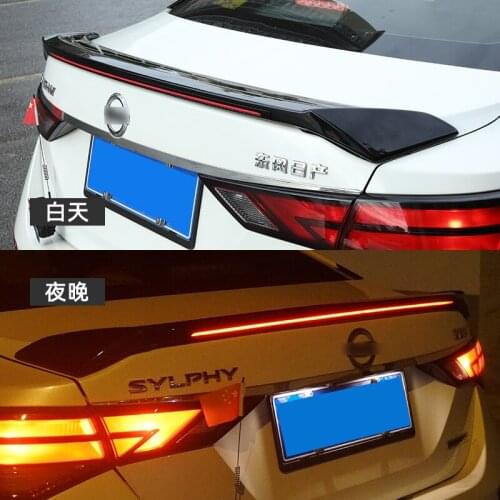FOR Car Trunk Spoiler Wing New Nissan Sentra Sylphy Long LED Lights Rear Lip Tail ABS Materia Refit Accessories 2019 20