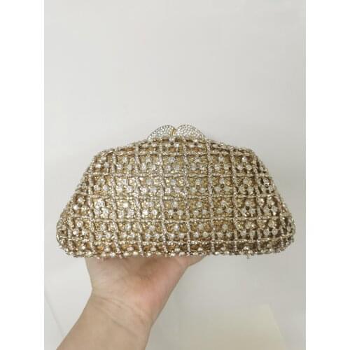 Hollow Out Blue Silver Gold Diamond Womans Elegant Dinner Party Evening Bag Female Lady Banquet Birthday Crystal Clutch Handbag