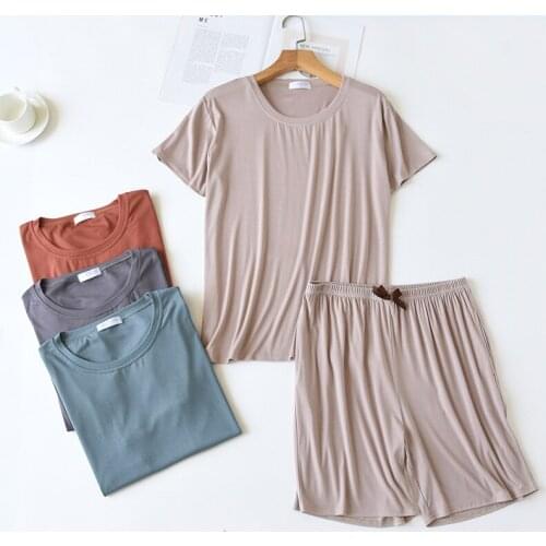 Women Summer Ice Silk Pajamas Suit Short Sleeve Two Piece Set Round Neck Pyjamas Plus Size Casual Comfortable Home Lounge Wear