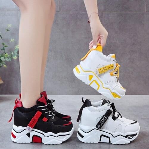 Spring and autumn womens casual sports shoes fashion all-match color matching thick-soled wear-resistant inner increased shoes