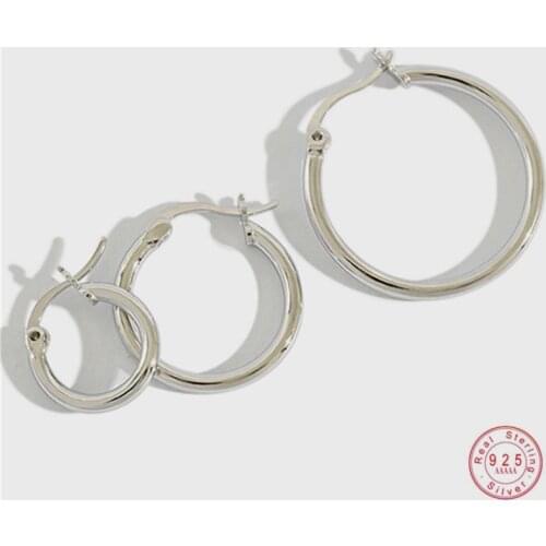 925 Sterling Silver Simple Geometric Hollow Round Earrings Women Punk Hip Hop Fashion Sexy Bar Party Jewelry Friendship Gift