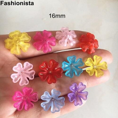 100 pcs/10 pcs Plastic Flowers 16mm Bead Caps 3D Acrylic Flower Bead Caps For Handmade Crafts,Different Colors -I