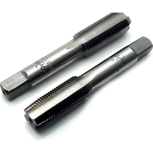 2 Pcs Tap HSS 14mm X 1.25 Metric Taper Head And Plug Head Right Thread M14 X 1.25mm Silver High-speed Steel Taps