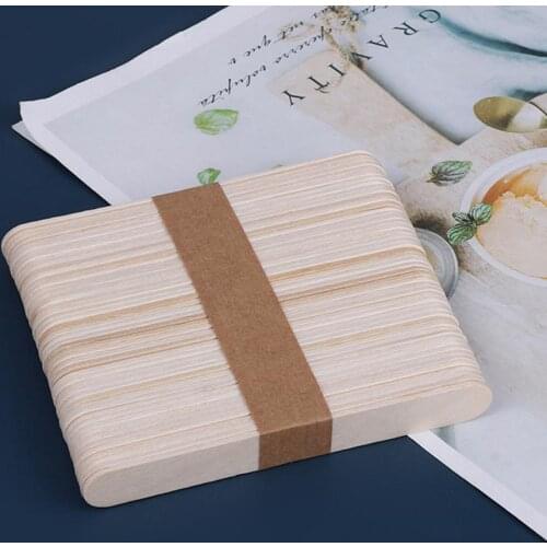 2 Bundles/100pcs Wooden Ice Cream Sticks Homemade Anti-Crack Kids Birch Ice-Lolly Stick Diy Making Tool Ice Sucker Accessories