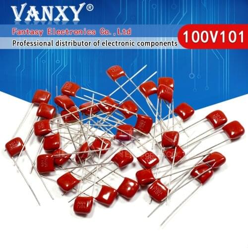 20PCS 100V101J 100V 100PF 100P 100V 101 63V101J Pitch 5MM CBB Polypropylene film capacitor