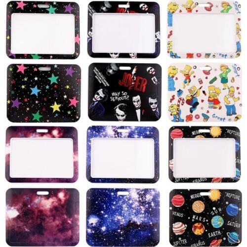 20pcs/lot BH1537 Blinghero Creative Starry Sky Star Planet Lanyard Card Holder Hanging Phone Lanyard Badge Accessory Card Holder