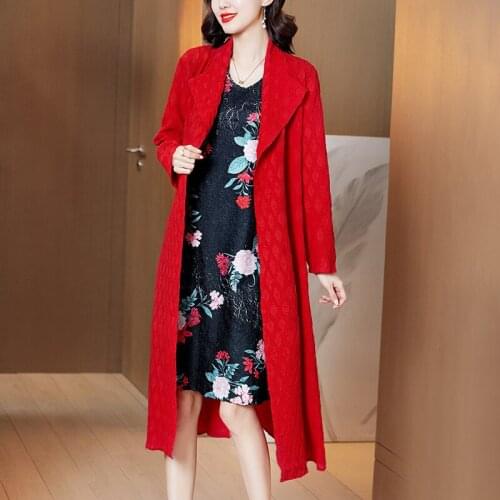 2021 Spring New Fashion Shawl Large Long Sleeve Medium Length Windbreaker Coat