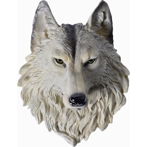American Wall Hanging Animal Head Picture Wolf Simulation Head Wall Decoration Resin Room Accessories For Home