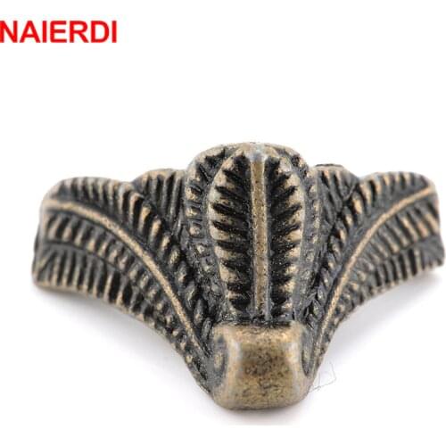 4PCS NAIERDI Antique Corner Protector Bronze Jewelry Chest Box Wooden Case Decorative Feet Leg Metal Corner Bracket Hardware