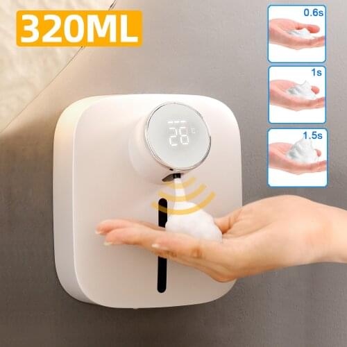 Automatic Foam Liquid Soap Dispenser with Temperature Digital Rechargeable Sensor Touchless Hand Sanitizer Machine for Bathroom