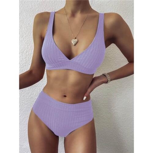 Bikinis Push Up Sexy Bikini 2021 Hot Sale Straps Padded High Waist Swimsuit Retro Swimwear Women Biquini