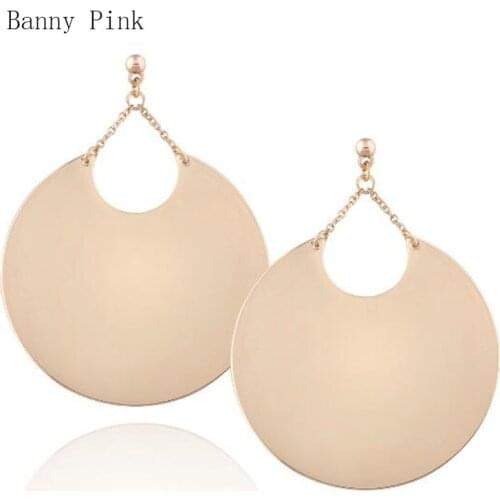 Shiny Geo Alloy Pendant Studs Earrings For Women Chunky Metal Post Earrings Fashion Jewelry Pendientes Brief Big Studs Earrings