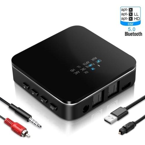 Bluetooth 5.0 Transmitter Receiver Speaker TV MP3 CSR8675 3.5mm AUX Optical Port HD Music Audio Adapter