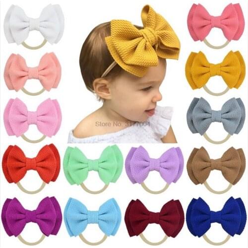 DHL 500pcs Newborn Baby Elastic Princess Bow Knot Thread Ribbon Hairbands Girls Fresh Style Cute Headwear